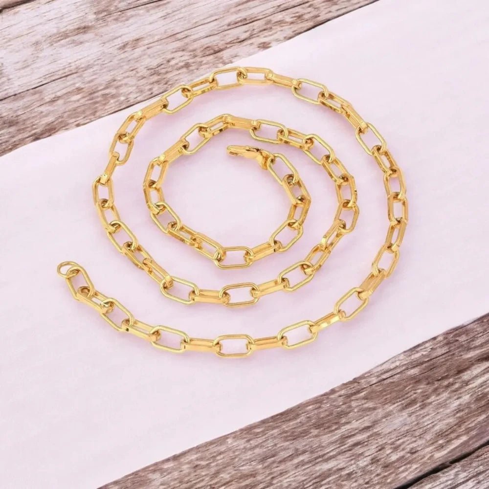 23" Gold Stainless Steel Italian Oval Link Cable Belcher Chain – Stylish & Durable - Necklace - Cadeau Craft
