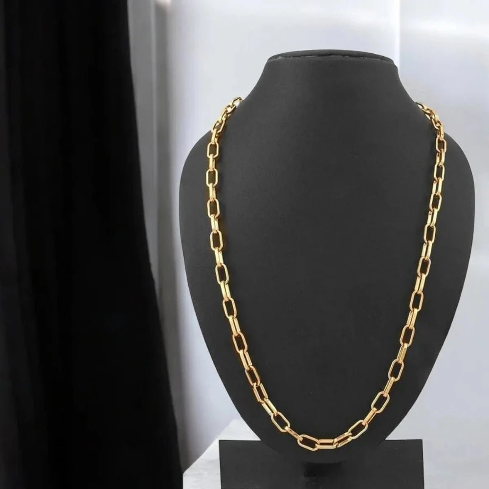 23" Gold Stainless Steel Italian Oval Link Cable Belcher Chain – Stylish & Durable - Necklace - Cadeau Craft