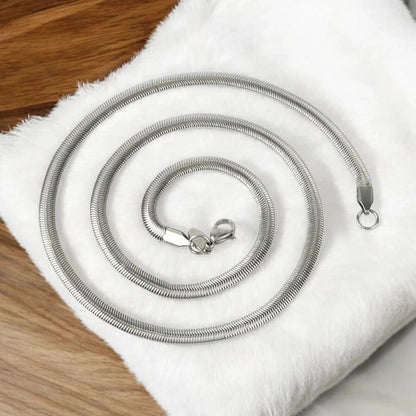 316L Stainless Steel Herringbone Snake Chain – 22" Silver Silk Finish - Necklace - Cadeau Craft