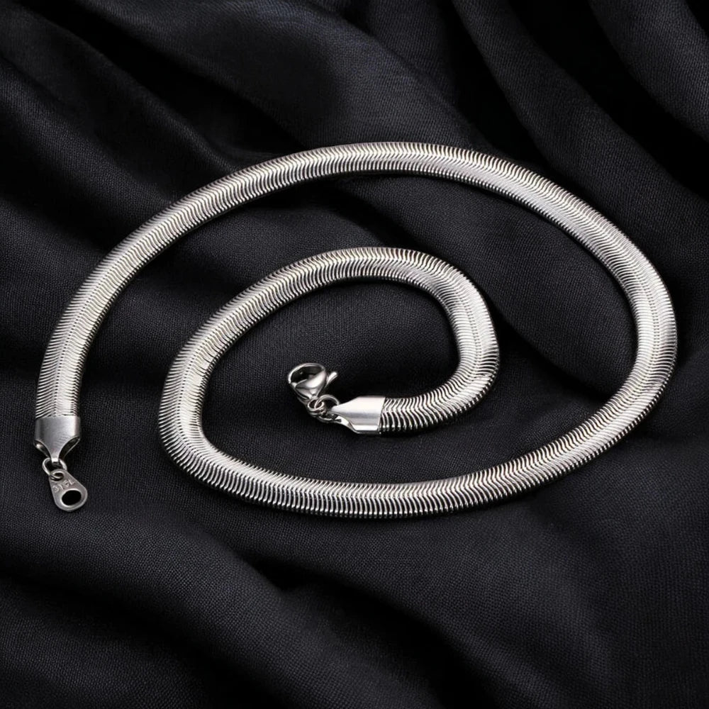 316L Stainless Steel Herringbone Snake Chain – 22" Silver Silk Finish - Necklace - Cadeau Craft