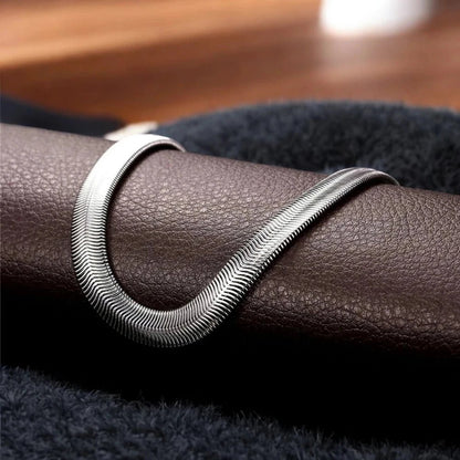 316L Stainless Steel Herringbone Snake Chain – 22" Silver Silk Finish - Necklace - Cadeau Craft