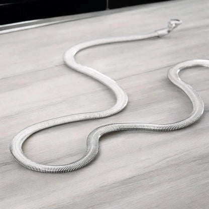 316L Stainless Steel Herringbone Snake Chain – 22" Silver Silk Finish - Necklace - Cadeau Craft