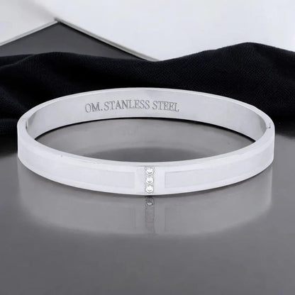 Classic American Diamond CZ Stainless Steel Kada Bangle Bracelet for Men - Cuff & Kada - Cadeau Craft