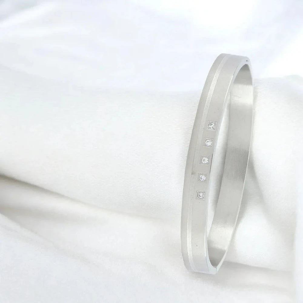 Classic American Diamond Stainless Steel Kada Bracelet for Men - Cuff & Kada - Cadeau Craft