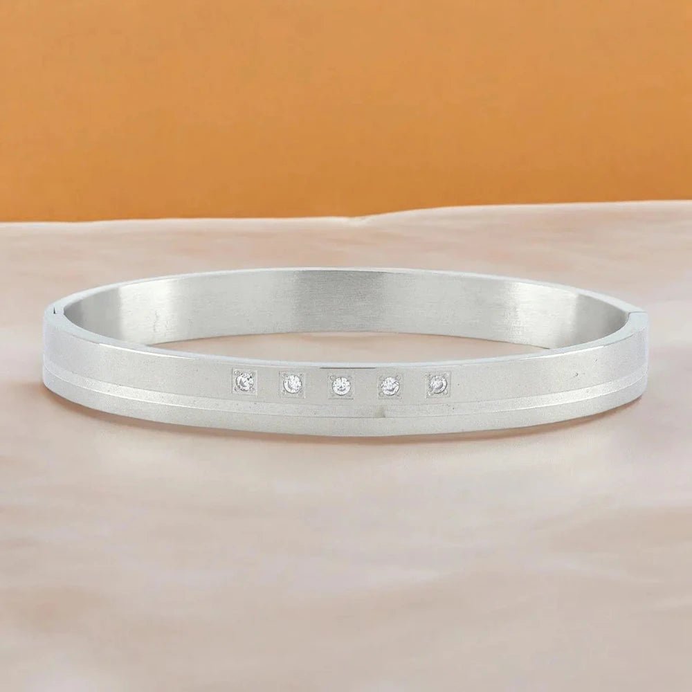 Classic American Diamond Stainless Steel Kada Bracelet for Men - Cuff & Kada - Cadeau Craft