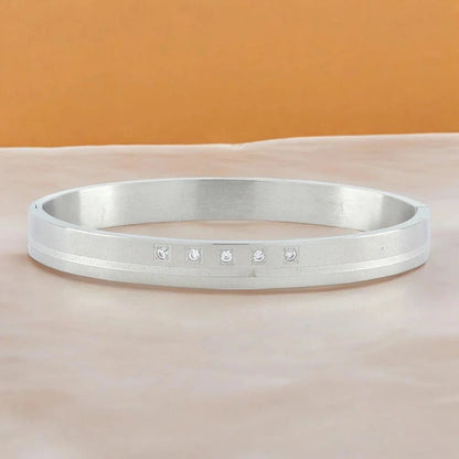 Classic American Diamond Stainless Steel Kada Bracelet for Men - Cuff & Kada - Cadeau Craft