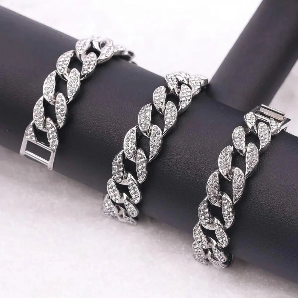 Hip Hop Iced Out Thick Heavy Chunky Cuban Curb Chain Necklace for Men – Gold with American Diamonds - Necklace - Cadeau Craft