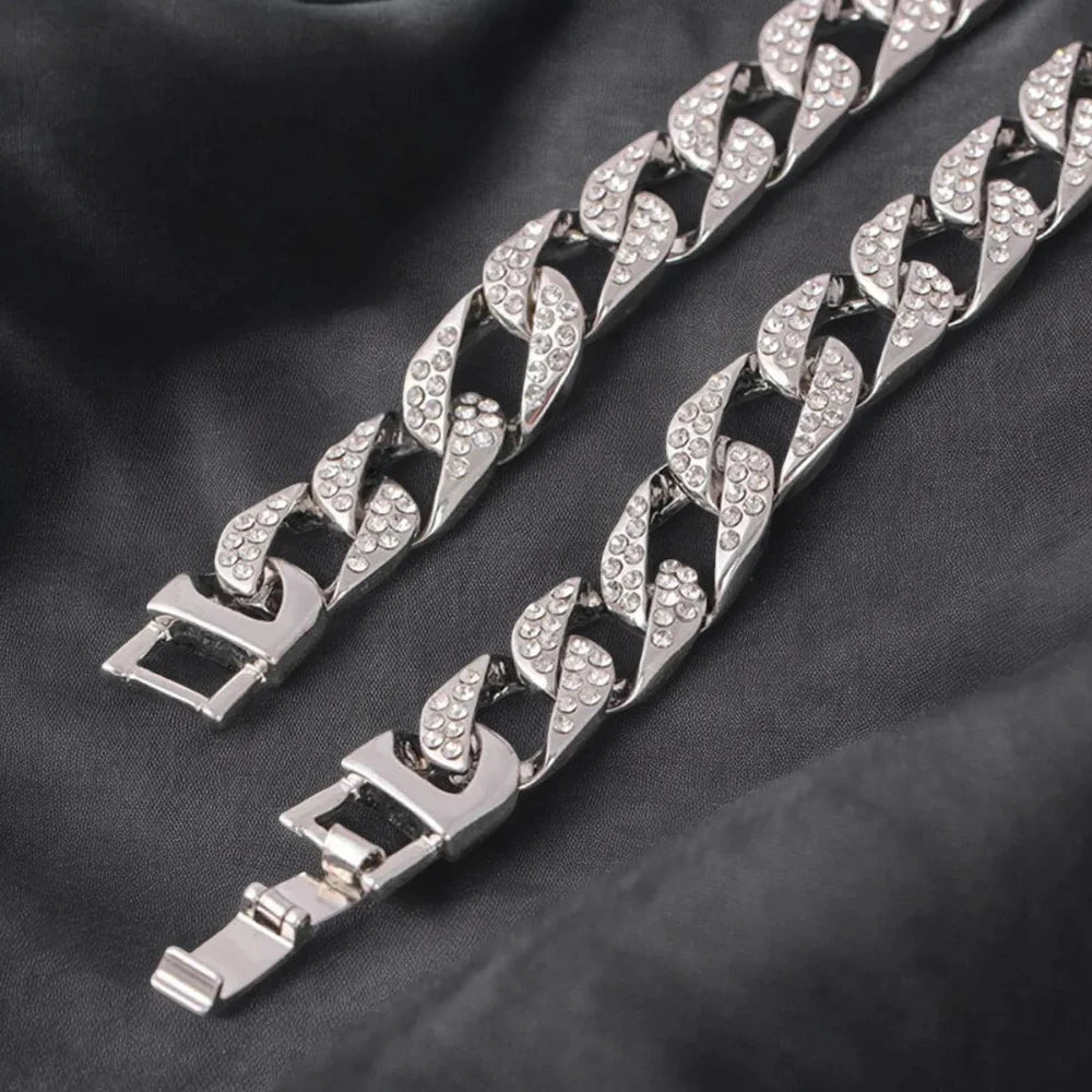 Hip Hop Iced Out Thick Heavy Chunky Cuban Curb Chain Necklace for Men – Gold with American Diamonds - Necklace - Cadeau Craft