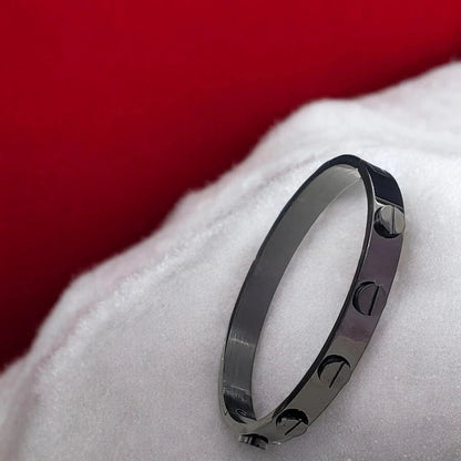 Luxury Men's Black Stainless Steel Kada with Screw Design. - Cuff & Kada - Cadeau Craft