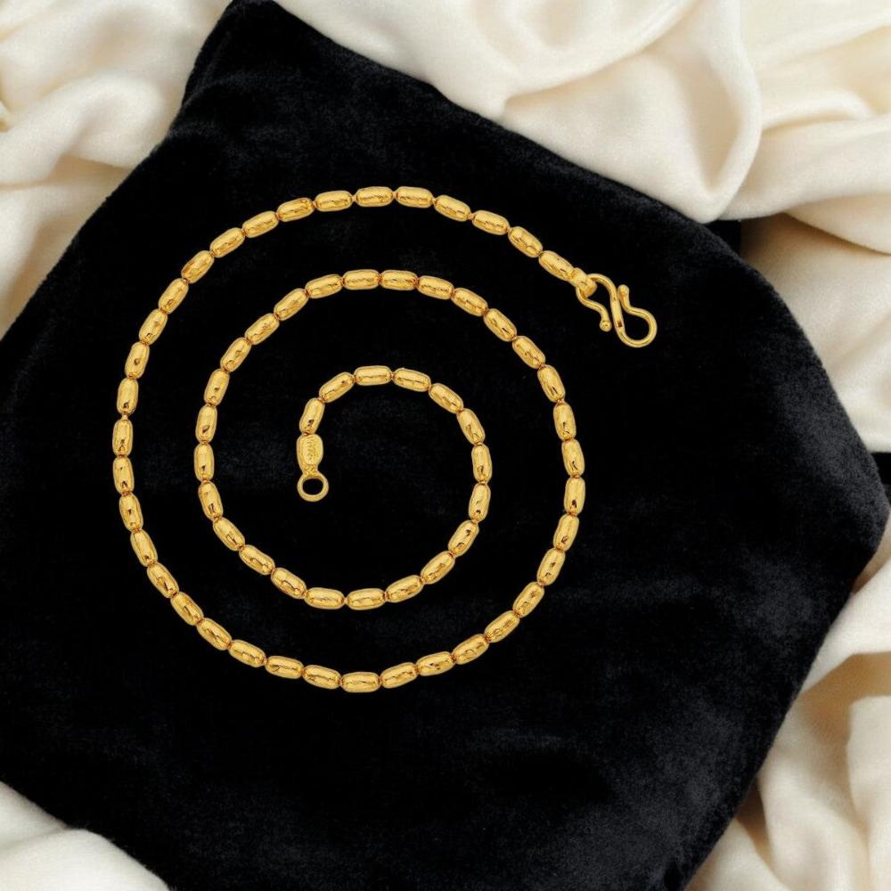 Men's 19'' Oval Cylinder Chain - 22K Gold Plated, Sleek & Durable Design - Necklace - Cadeau Craft
