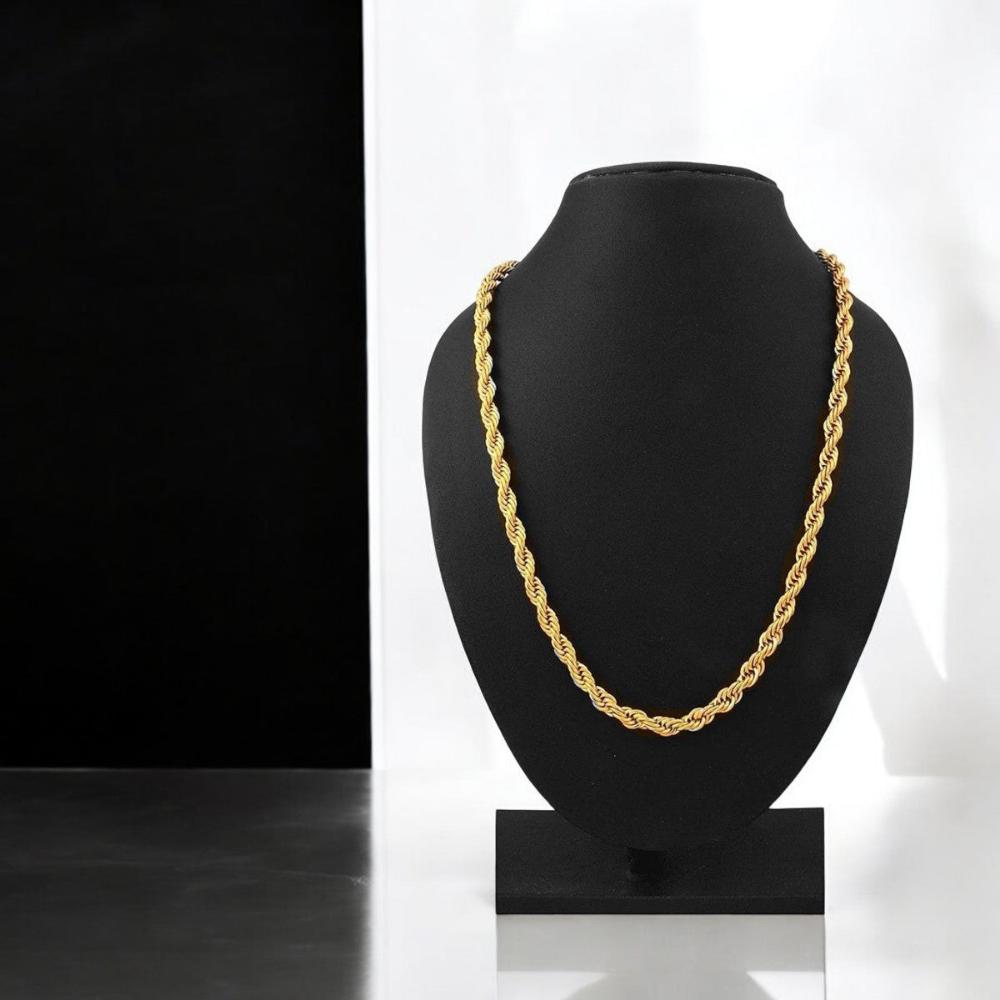 Men's 316L Surgical Stainless Steel Gold Rope Chain - 21.5'' Long, Durable & Stylish - Necklace - Cadeau Craft