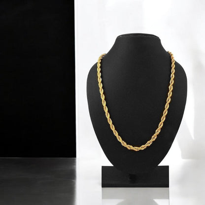 Men's 316L Surgical Stainless Steel Gold Rope Chain - 21.5'' Long, Durable & Stylish - Necklace - Cadeau Craft