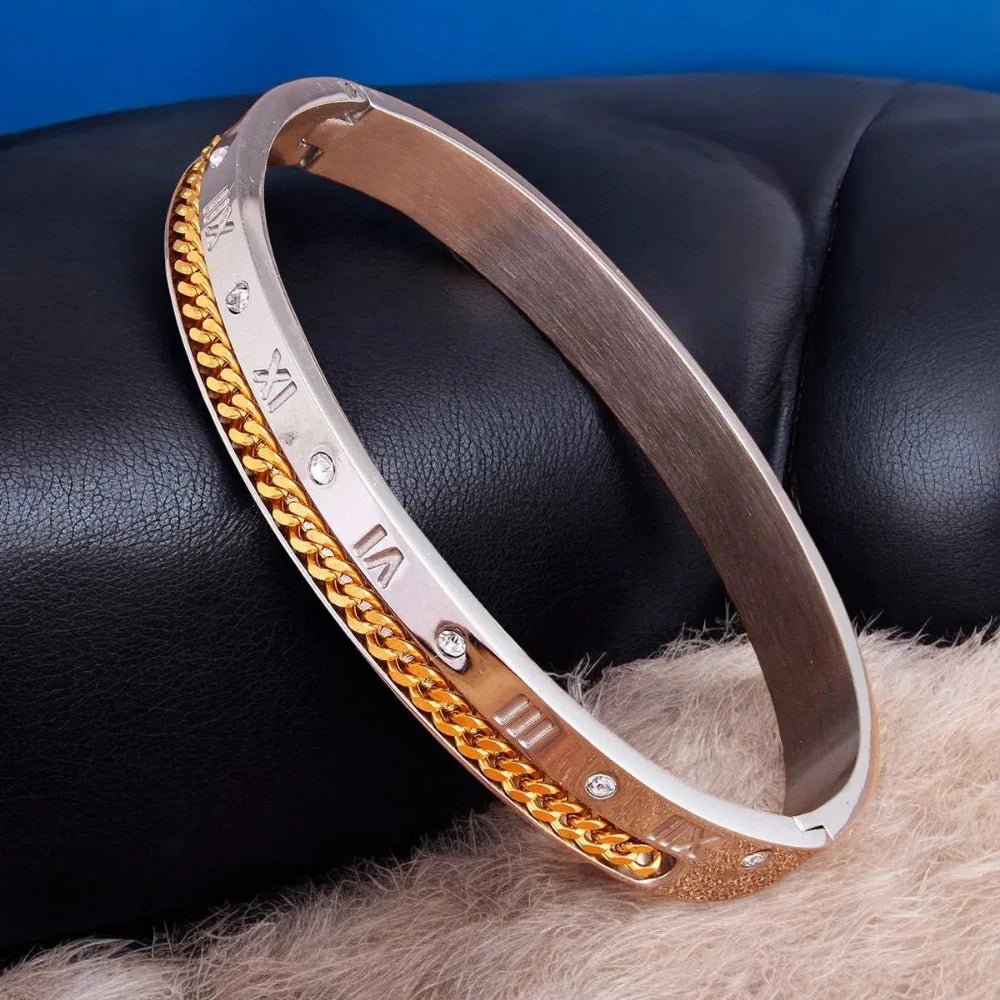 Premium Roman Rope Kada for Men – Gold & Black Stainless Steel - Cuff & Kada - Cadeau Craft